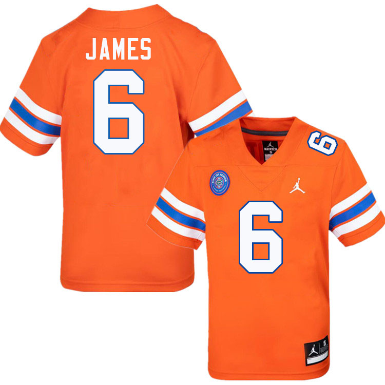 Shemar James Florida Jersey,Florida Gators #6 Shemar James Jersey Youth Uniforms-Throwback Orange